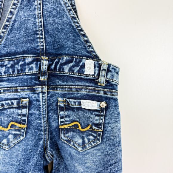 7 For All Mankind Girls Denim Shortalls Overalls Blue Distressed - 2T 2 - Picture 5 of 8